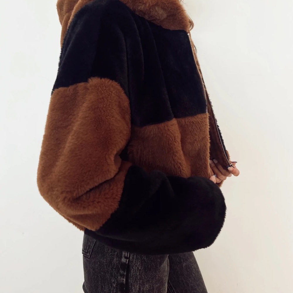 KODIAK COLORBLOCK FAUX FUR JACKET
